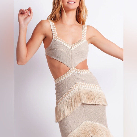 Metallic Cut-Out Fringe Maxi Dress Size XL - Picture 5 of 16